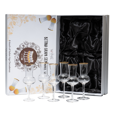 The Wine Savant Crystal Set of 6 Grappa Glasses 3oz Post Dinner Drinks, Italian Tulip Shape, Tasting Glasses, Perfect For Nosing and Sipping, Glasses for Absinthe, Aperol, Sherry, Aperitif, Scotch