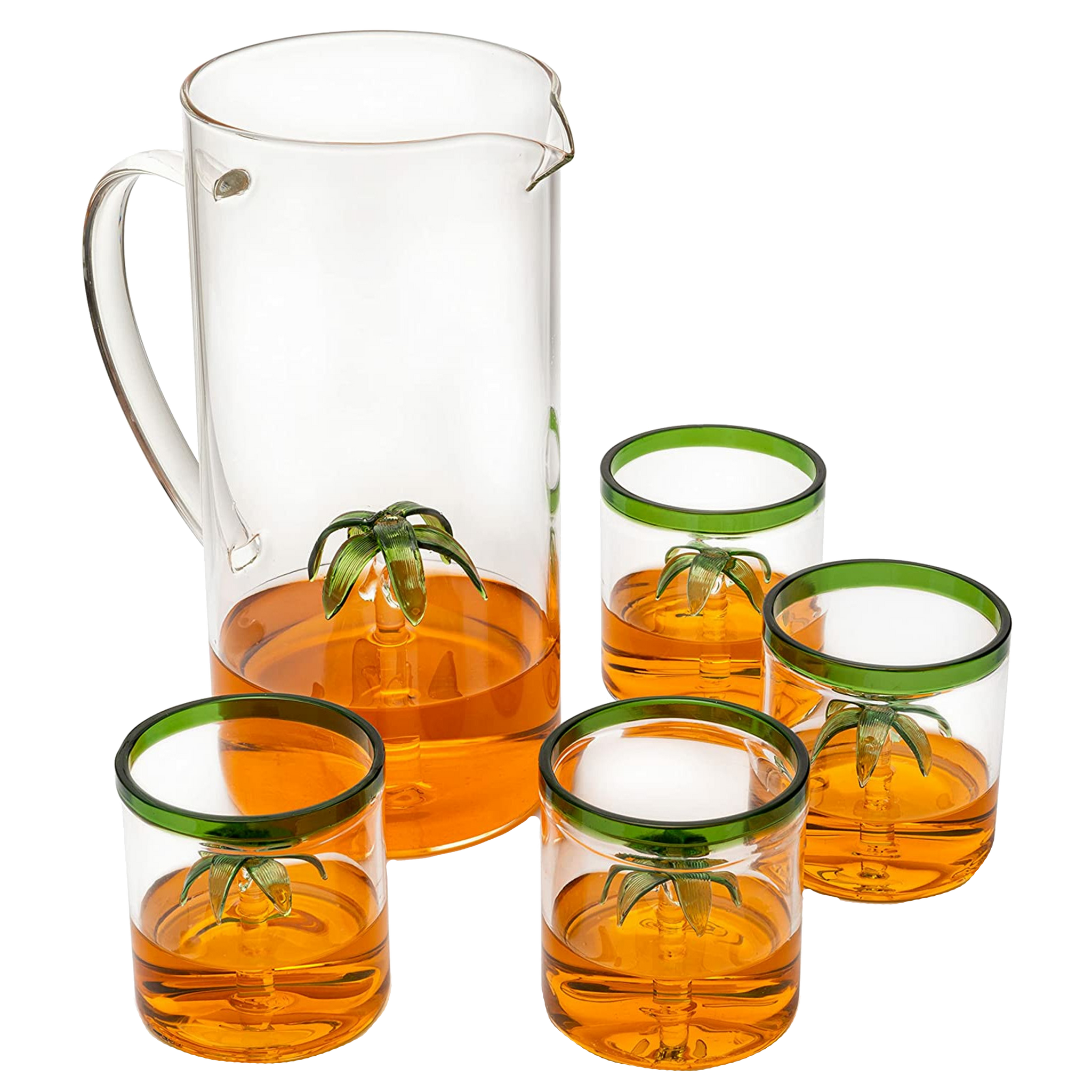 Palm Tree Pitcher & 4 Glasses Set Decanter, 9 oz – The Wine Savant