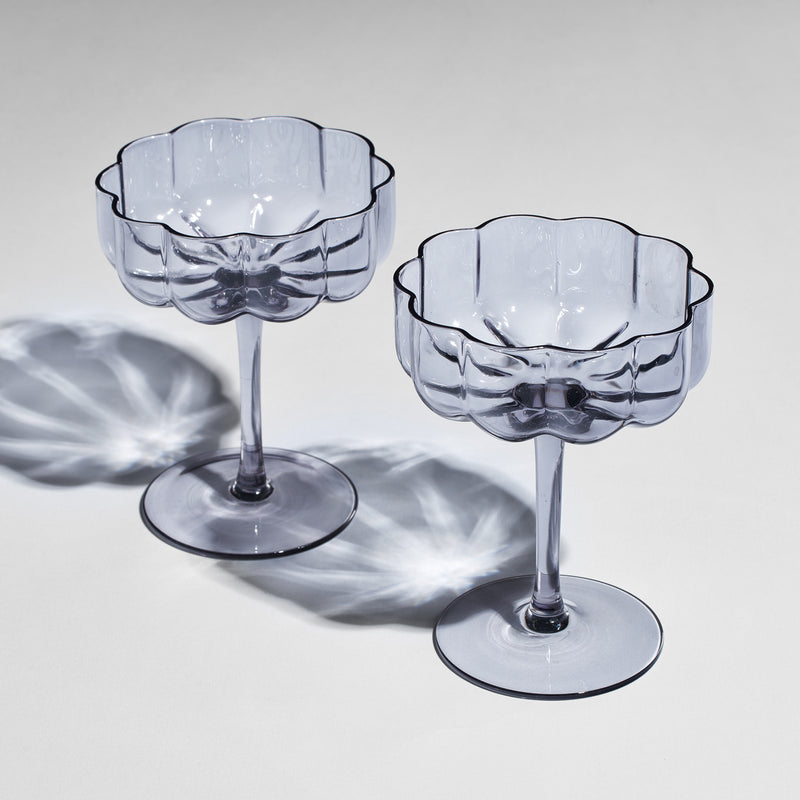 The Wine Savant Flower Vintage Glass Coupes 7oz Colorful Cocktail, Mar