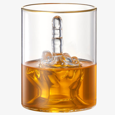 Middle Finger Gifts Whiskey Glass | SINGLE | Novelty Whiskey & Wine, Funny Gift for that Someone You Love! Middle Finger Gift For Adults, Flip Off, Funny Gag Gifts (100 mL / 3.4 OZ)