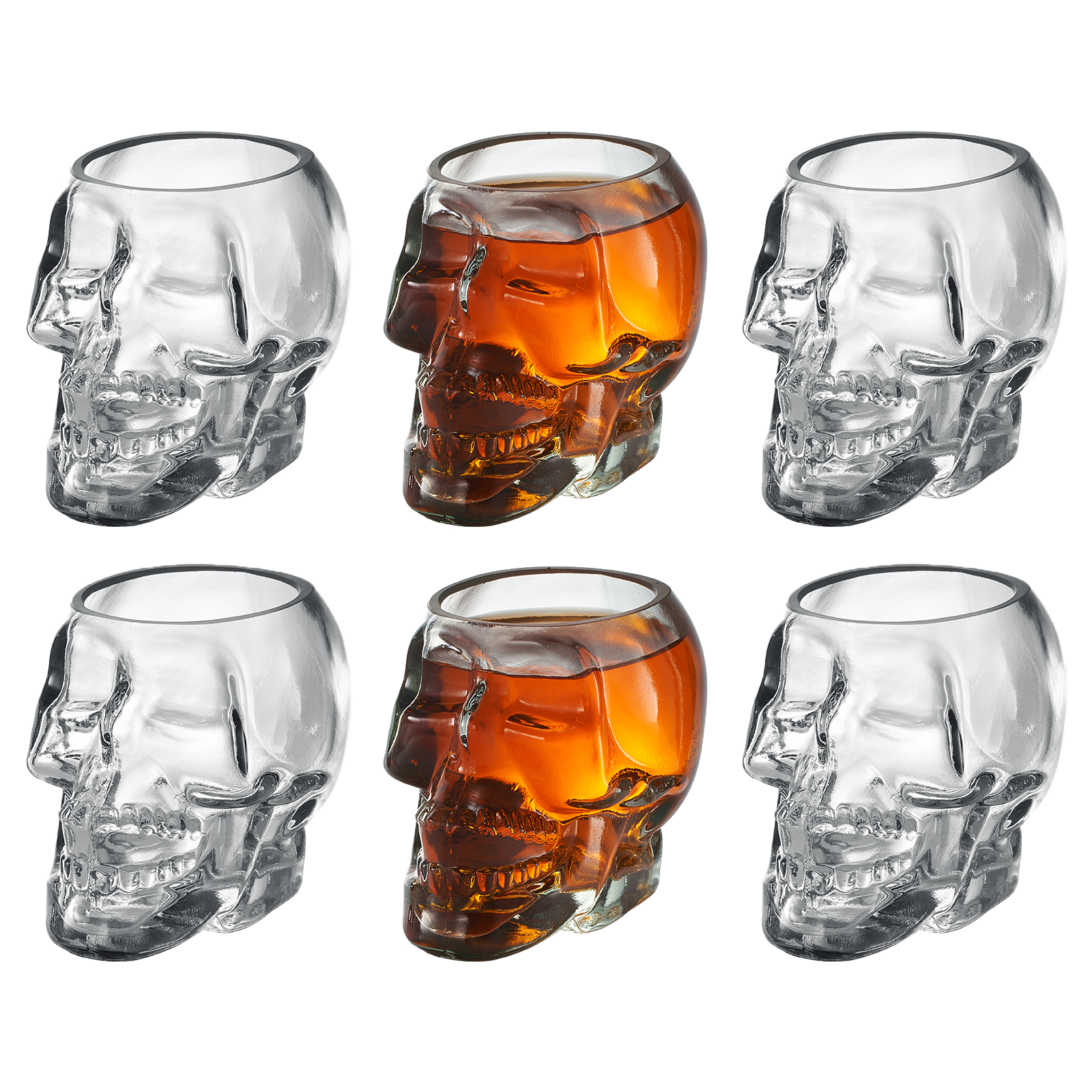 Set Of 4 Skull Plastic Shot Glasses - 1.5oz Gothic Novelty Cups With Gift Box