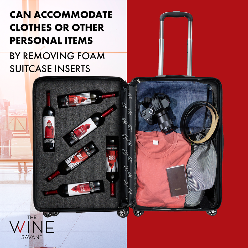 Wine Bottle Suitcase | Holds 12 Standard 750 ML Size Bottles | Universal Airplane Luggage Case, TSA Approved Wheeled Bag For Professionals and Consumers, Gift For Wine Lovers & Connoisseurs (24 IN)