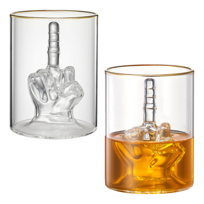 Middle Finger Gifts Whiskey Glass | SINGLE | Novelty Whiskey & Wine, Funny Gift for that Someone You Love! Middle Finger Gift For Adults, Flip Off, Funny Gag Gifts (100 mL / 3.4 OZ)