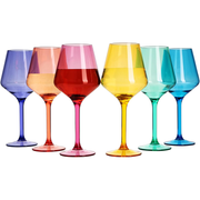 Unbreakable Colored Stemmed Wine Glasses Made From Shatterproof Tritan Bpa Free Plastic Reusable Colored Wine Glass Set Large 15 Oz Set 6 Unique Italian Style White Red Wine Water Glassware