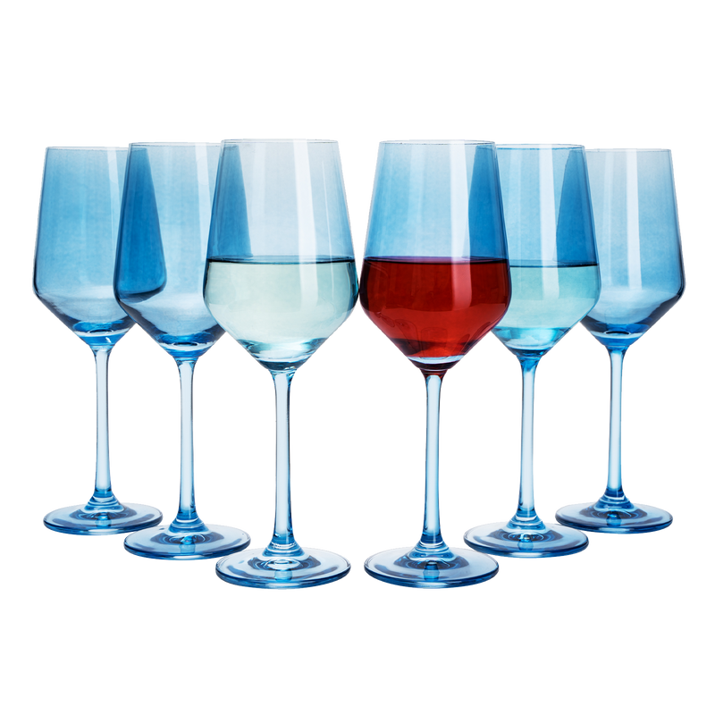 Set of 6 Wine Glasses for White Wine - Decorative Transparent