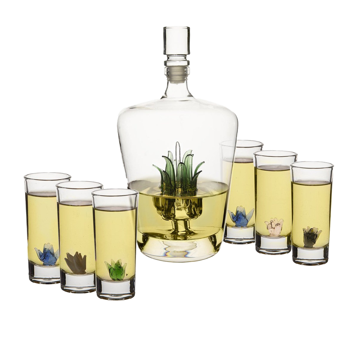 Tequila Decanter Tequila Glasses Set with Agave Decanter and 6 Agave S The Wine Savant