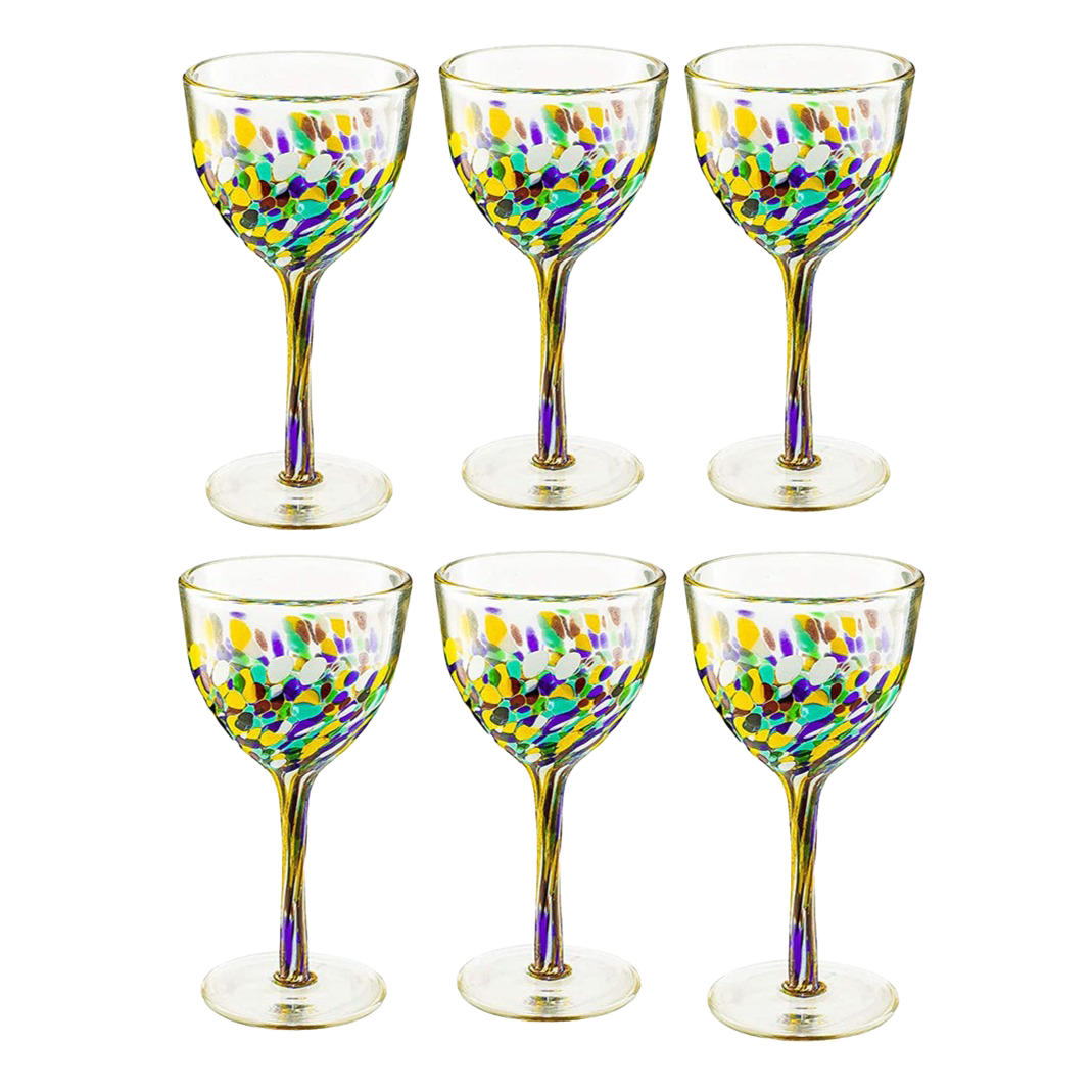 Hand Blown Confetti Mexican Wine Glasses