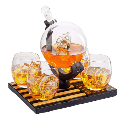 Marine Decanter Set With 4 Whiskey Glasses 1000ml Marines Gift Decanter by The Wine Savant