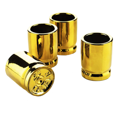 The Wine Savant 50 Caliber Bullet Shot Glasses Set - Set of 4 - Each holds 2 Ounces - Tactical Bullet Casings Shot Glasses