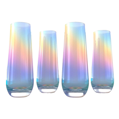 Iridescent Luster Pearl Radiance Set of 4 Wine Glasses 10oz - Radiant and Nostalgic Large Red or White Wine Glass, Entertaining An Ethereal Experience