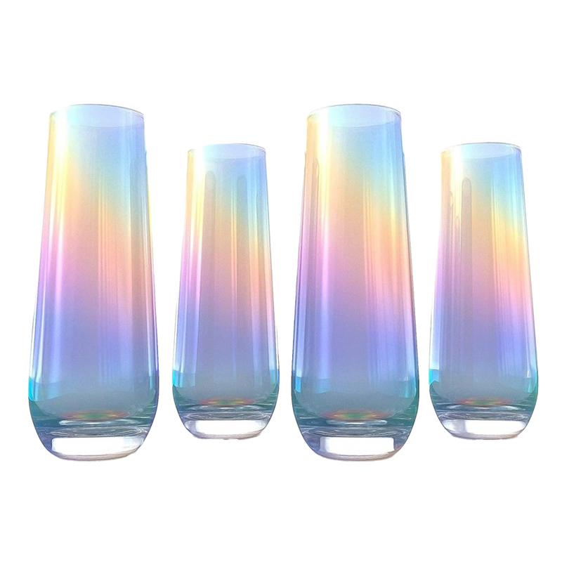 Iridescent Luster Pearl Radiance Set of 4 Wine Glasses 10oz - Radiant and Nostalgic Large Red or White Wine Glass, Entertaining An Ethereal Experience