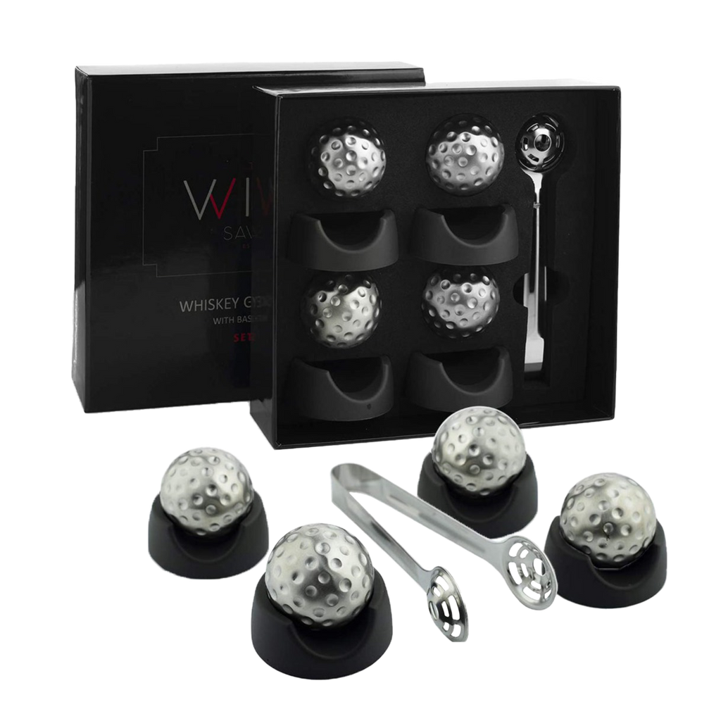Golf Ball Whiskey Chillers and Whiskey Glass Glass Whiskey Stones for  Chilling Vodka, Whiskey, Scotch, and Wine 