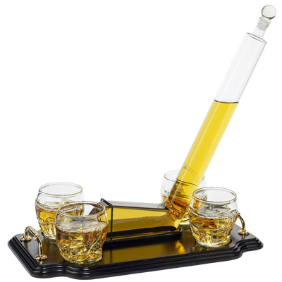 (CANADA ONLY) Ice Hockey Whiskey Decanter Set With 4 Helmet Whiskey Glasses