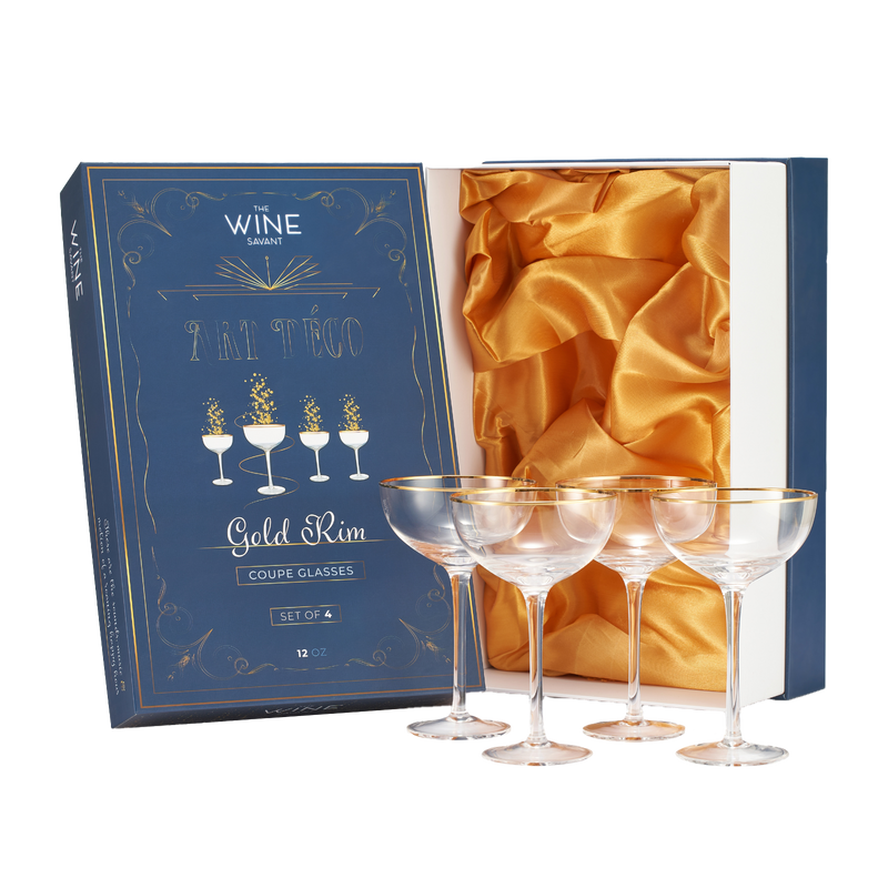 Prestige Champagne Glasses, 24K Gold, Set of 6 - Glazze Crystal