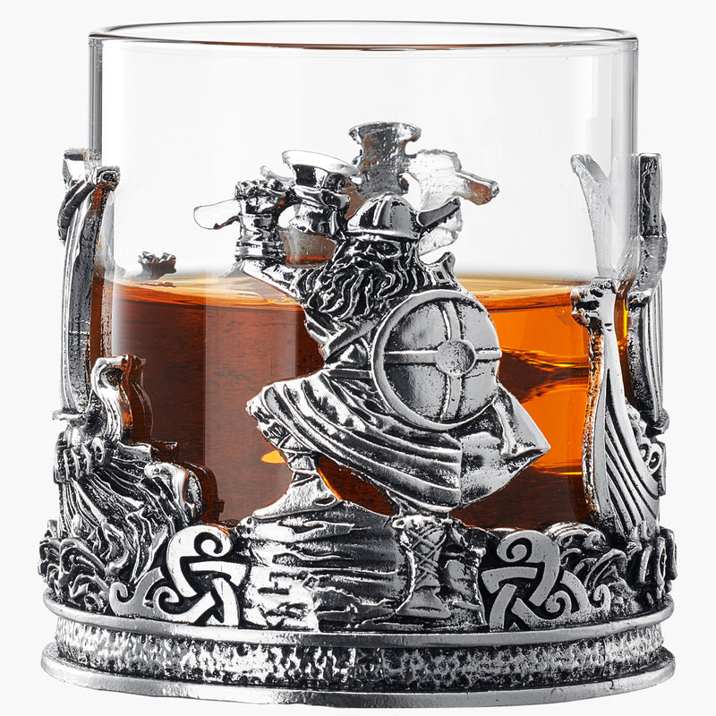 Viking & Mythological Pewter Whiskey, Wine, Beer & Water Drinking Glass - 12oz SINGLE - Water, Rum, Brandy & Scotch Glass, Elegant, Medieval Crystal Cup, Gifts for Men & Women, Old Fashioned Glass