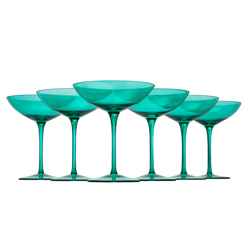 The Wine Savant - Hand Painted Stained Glass Martini Glasses 8 oz - Crystal Glass with Stem - Set of 2
