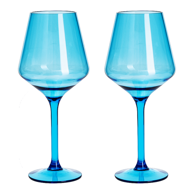 Floating Wine Glasses for Pool - Set of 2-15 OZ Shatterproof Poolside Wine Glasses, Tritan Plastic Reusable Stemware, Beach Outdoor Cocktail, Wine, Champagne, Water Glassware - Spring Summer (Green)