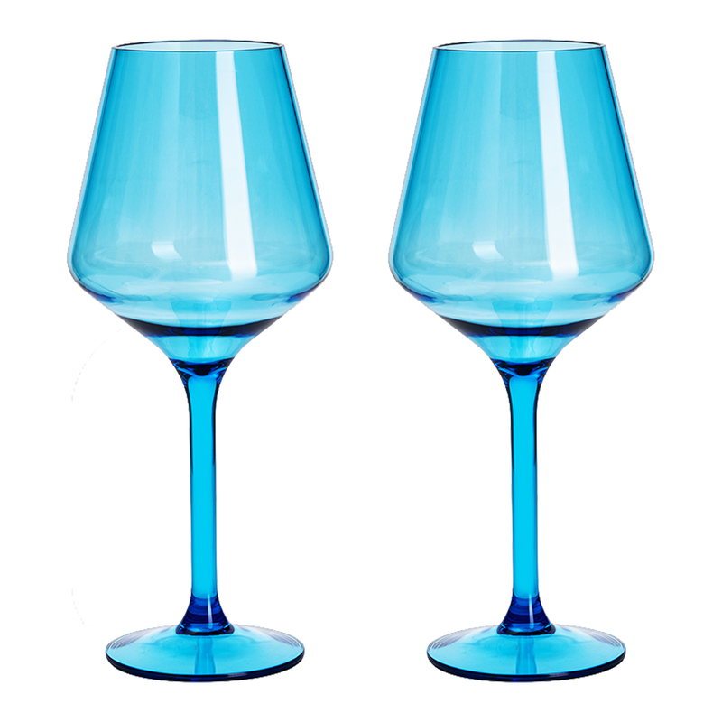 Floating Wine Glasses for Pool - Set of 2-15 OZ Shatterproof Poolside Wine Glasses, Tritan Plastic Reusable Stemware, Beach Outdoor Cocktail, Wine, Champagne, Water Glassware - Spring Summer (Green)