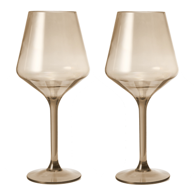 Floating Wine Glasses for Pool - Set of 2-15 OZ Shatterproof Poolside Wine Glasses, Tritan Plastic Reusable, Beach Outdoor Cocktail, Wine, Champagne, Water Glassware Spring Summer (Smoke)