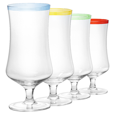 Hurricane Glasses, Large 17oz Pina Colada, Set of 4 Tropical Cocktail Tall Stemmed Crystal Glassware, Poco Grande Cups, Tulip Shaped for Bar Drinks, Daiquiri, Juice, Bloody Mary, Mai Tai, Cocktails