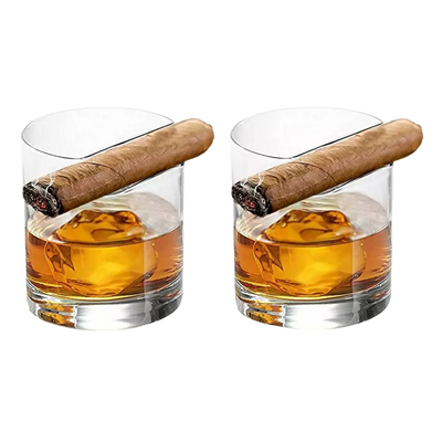 Cigar Holder Whiskey Glasses Set of 2