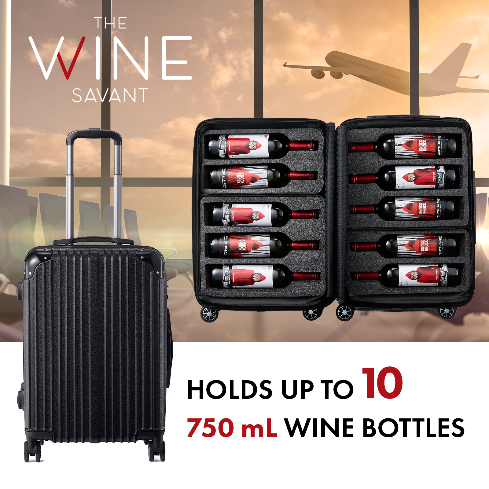Wine Bottle Suitcase | Holds 10 Standard 750 ML Size Bottles – The