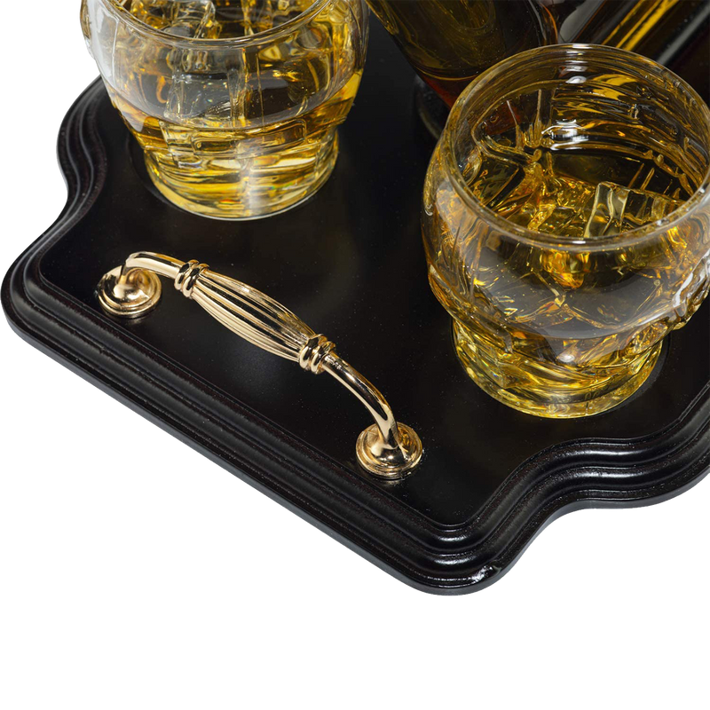 Ice Hockey Wine & Whiskey Decanter Set With 4 Helmet Whiskey Glasses by The Wine Savant 750ml Decanter 8 Ounce glasses Hockey Gift