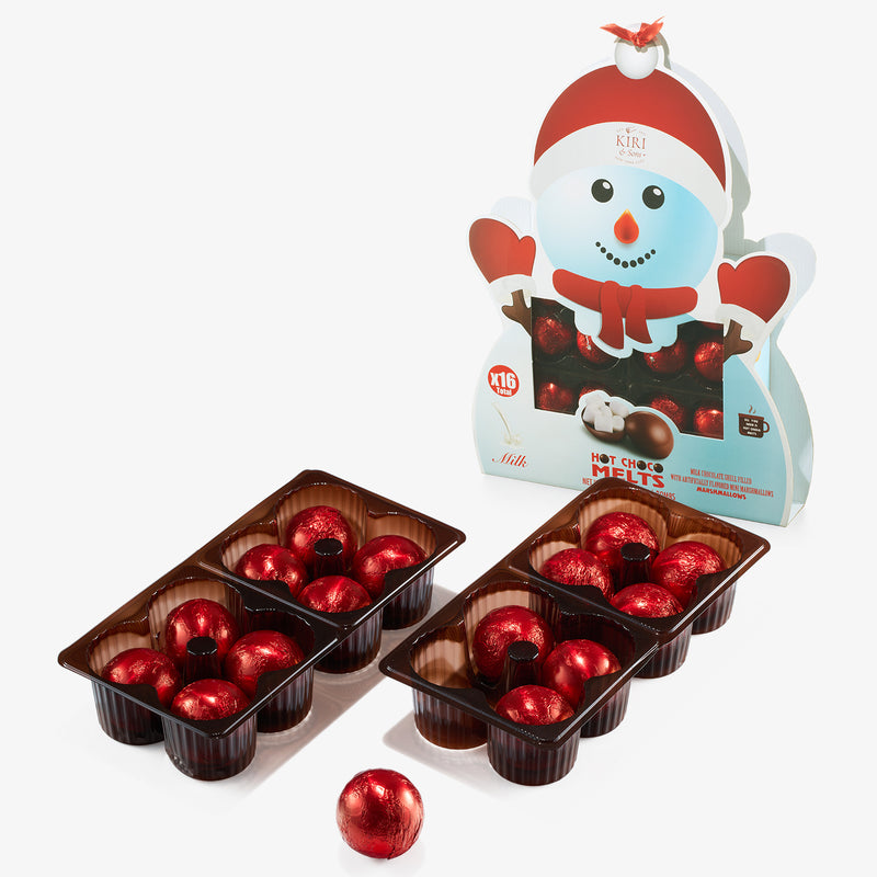 Large Snowman Hot Chocolate Bombs - Set of 16 - Delicious Cocoa Bomb Filled with Marshmallows - Caramel & Fudge Brownie Flavors Candy Chocolates, Cocoa Bomb Gift - Delicious Holiday Christmas Gifts