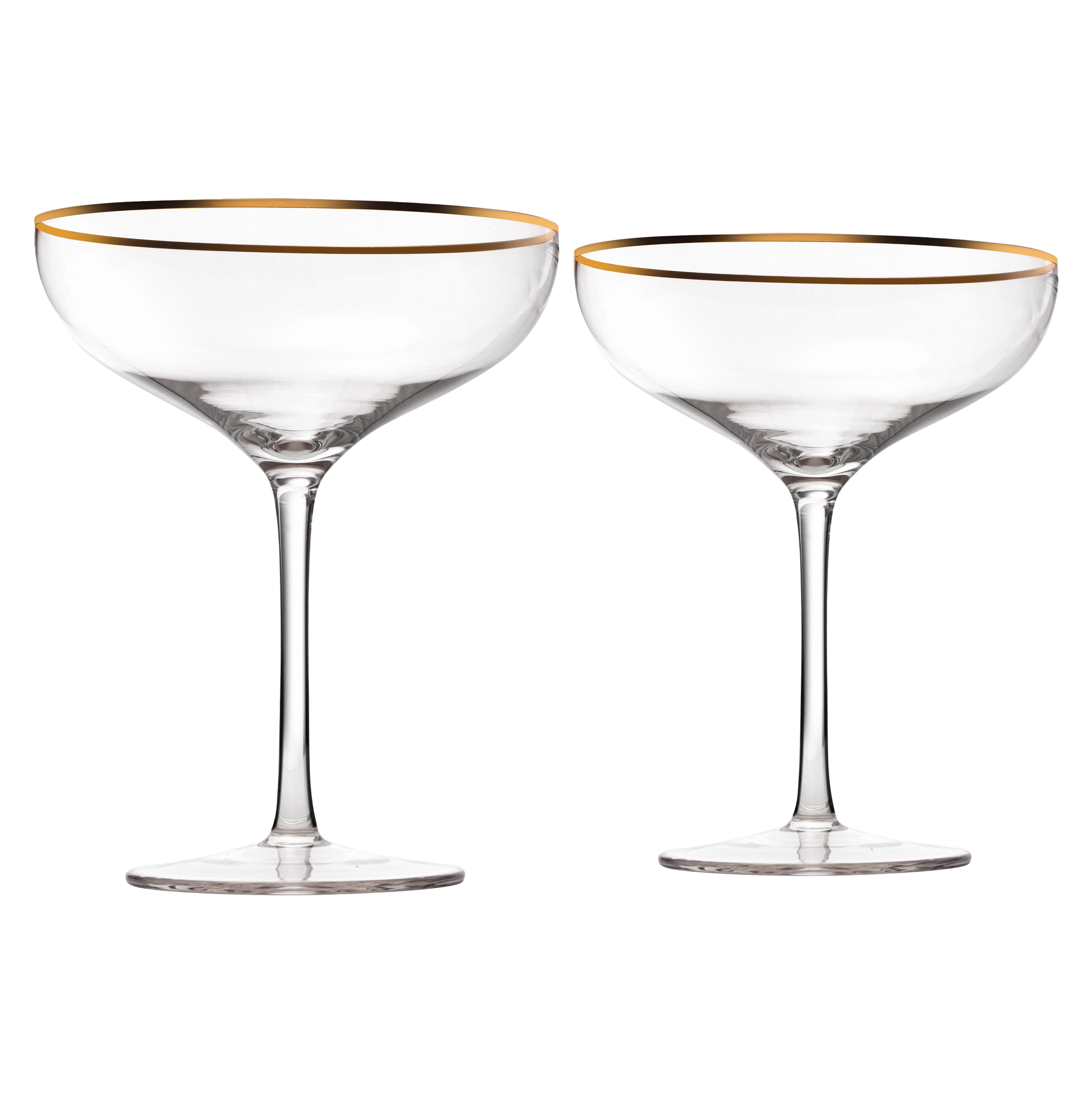 The Wine Savant Colored Crystal Gilded Rim Coupe Glass, Large 9oz (Gol