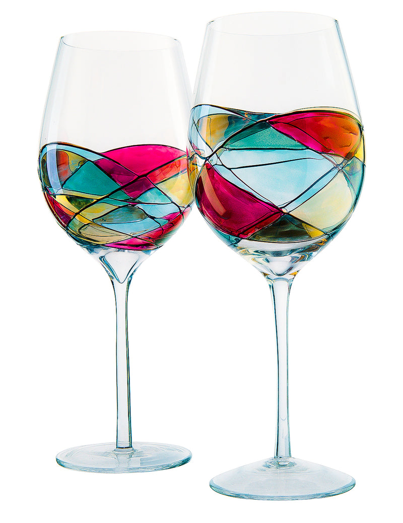 Colorful Wine Glasses/hand Painted Fused Glass/gift for Wine