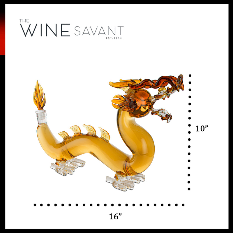 Dragon Drinking Decanter - GOT, I Drink and I Know Things - Whiskey and Wine Decanter Large 10x16" - 100% Lead-Free High Borosilicate Glass, - The Wine Savant Handblown Glass. Movie Night! (600ml)