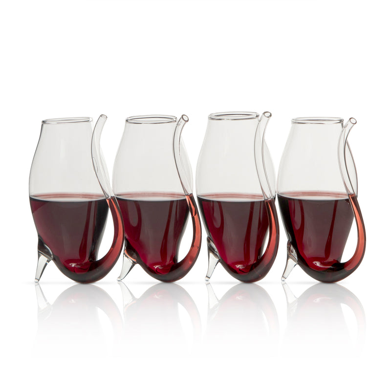 Crystal Port and Dessert Wine Sippers & Decanter, Dry Sherry, Cordial, Aperitif & Nosing Copitas Tasting - Dinner Drink Glassware Glasses | Set of 4 with Carafe - 3 oz Sipper | - The Wine Savant