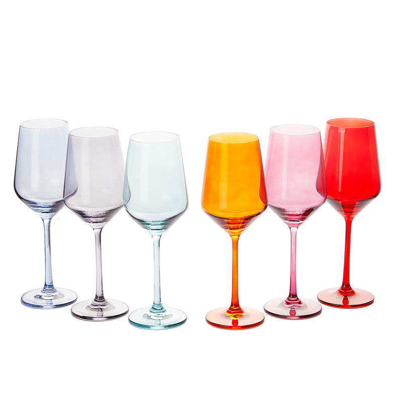 Colored Wine Glass Set, Large 12 oz Glasses Set of 6, Unique Italian Style  Tall Stemless for White& …See more Colored Wine Glass Set, Large 12 oz