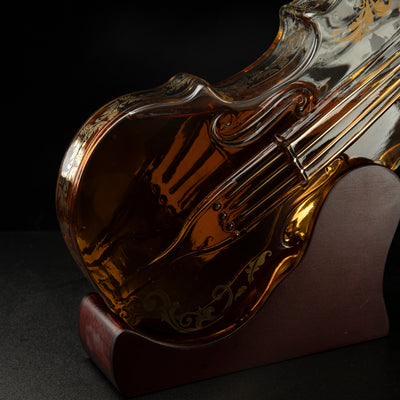 Glass Violin Decanter, Mahogany Base - The Wine Savant 1000 ML Glass Decanter For Whiskey, Scotch, Spirits, Wine Or Vodka For Music Lovers