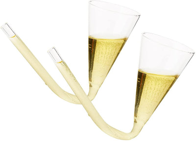 The Wine Savant Glass Champagne Shooter Glass Wine/Champagne Shooters Gifts, Party Games for Guests & Entertainment - Fun Champagne Glasses 6 oz. – Reusable (2)