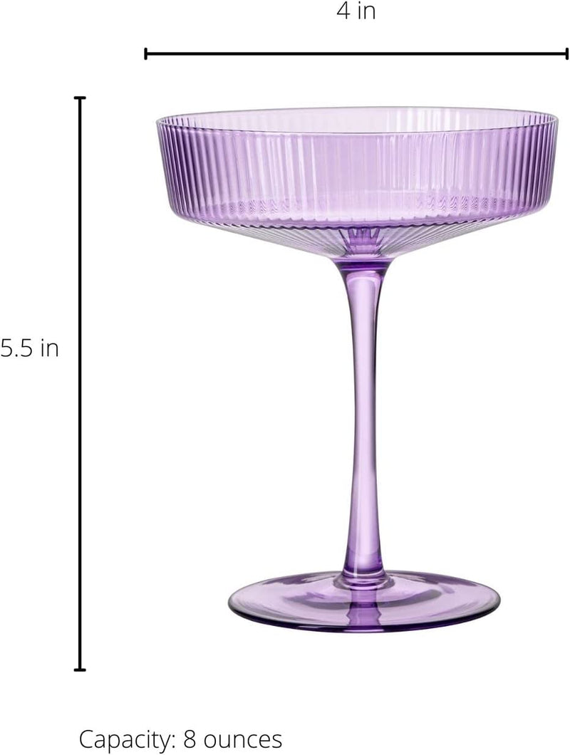 Colored Art Deco Cocktail Glasses, Gold Rimmed Vintage Martini Set, Purple  Cocktail Glass, barware, glassware set, cocktail party,bridesmaid