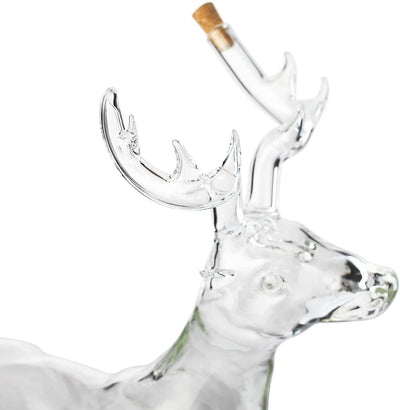 Stag Antler Crystal Decanter - Elegant Stag/Reindeer Liquor Decanter by The Wine Savant - Luxury Decanter for Bourbon, Scotch, or Whiskey 750ml Perfect For Any Bar, Hunter's Gift Hunting Enthusiasts