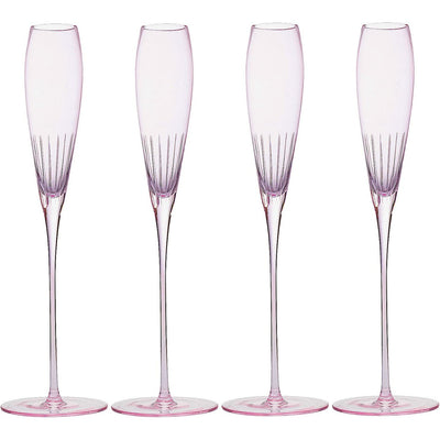 The Wine Savant Parisian Performance Glassware French Paris Collection Crystal Pink Glasses, Red & White Wines For Weddings Present Everyday Beautiful Gift Anniversary (Champagne)