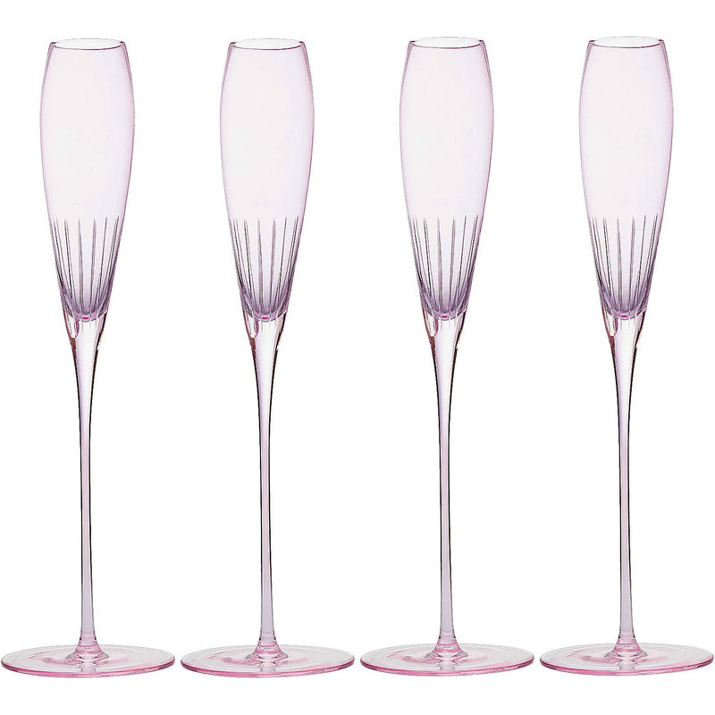 The Wine Savant Parisian Performance Glassware French Paris Collection Crystal Pink Glasses, Red & White Wines For Weddings Present Everyday Beautiful Gift Anniversary (Champagne)