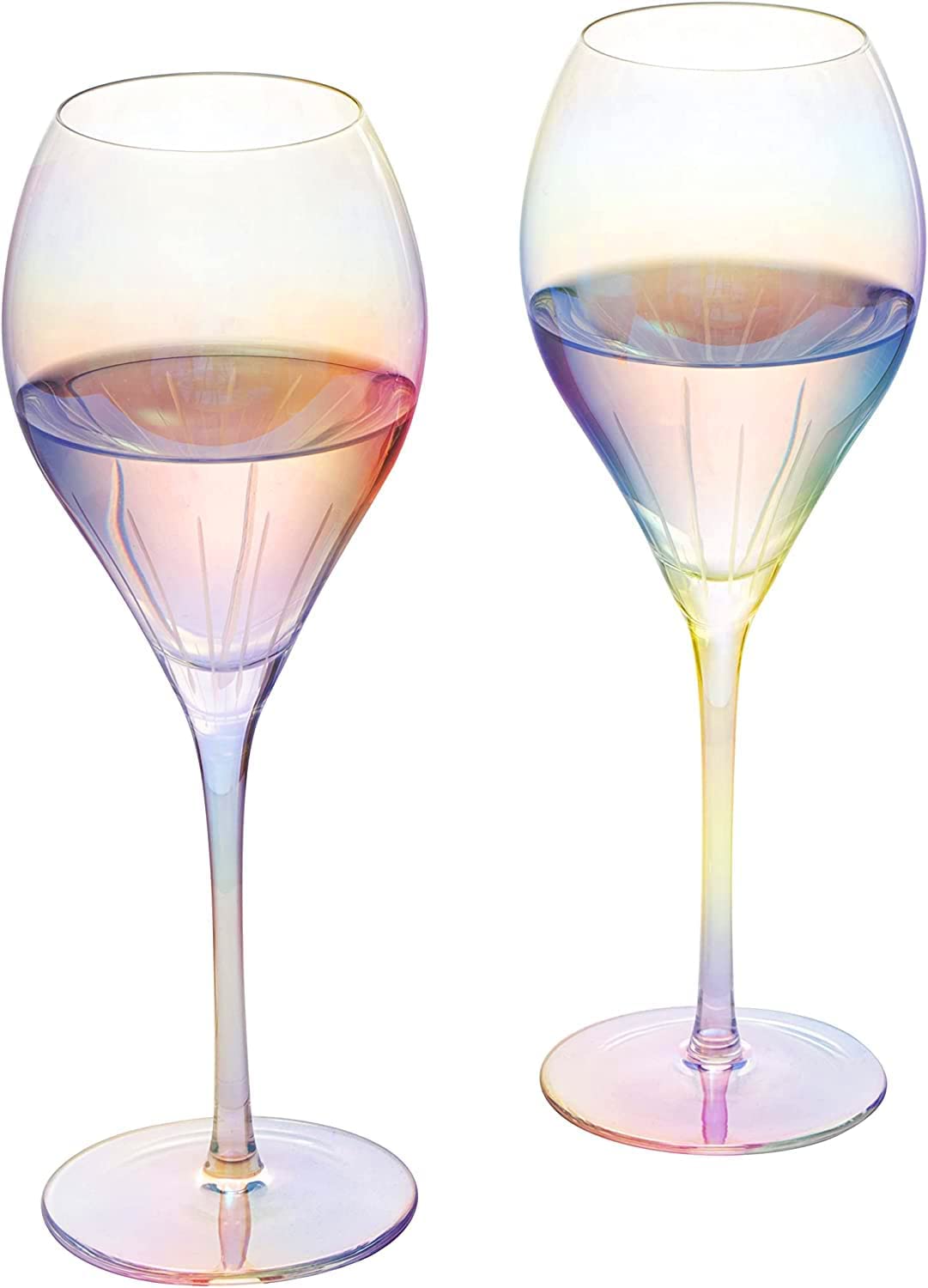 The Wine Savant Colored Blush Pink & Gilded Rim Coupe Glass, Large 9oz