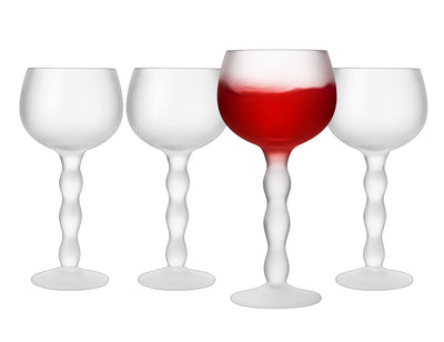 The Wine Savant Aesthetic Cloud Elegant Crystal Wine & Water Glasses, Hand Blown, Premium Trendy Sand Blasted Glasses - Stemmed Red White Wine Glasses, 100% Lead-Free - Pinot Noir - 7 oz Rim