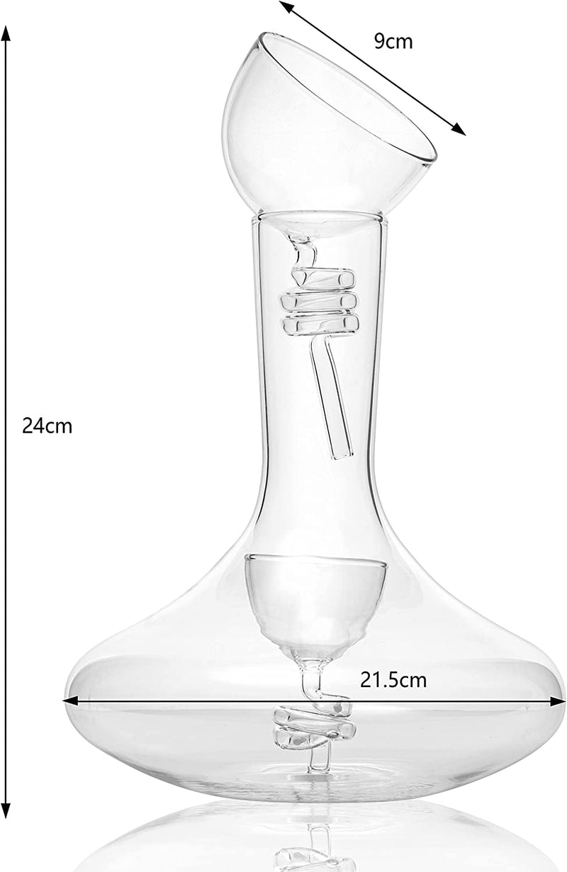 Wine Tower Decanting & Aerator Set by The Wine Savant - 2 Aerating Parts - Upper and Lower Aerators Piece - Wine & Whiskey Decanter Set, Carafe, Proven to Enhance & Improves Flavor & Aromas