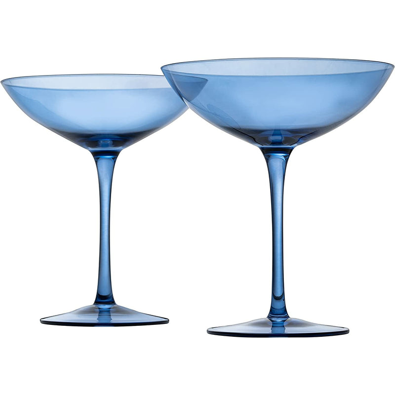 Champagne Coupes 12oz by The Wine Savant - Colorful Champagne Glasses, Prosecco, Mimosa Glasses Set, Cocktail Glass Set, Bar Glassware Luster Glasses (2, Cobalt Blue)