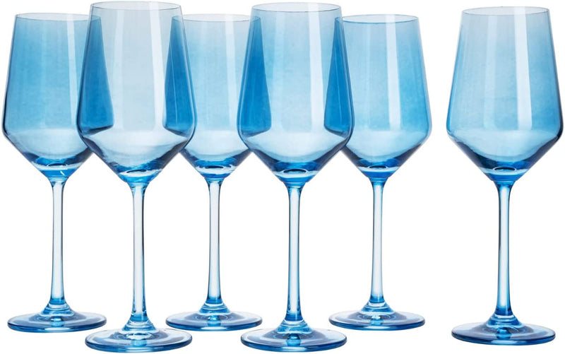 Colored Wine Glass Set, 12oz Glasses Set of 6 Baby Shower Gender Revea –  The Wine Savant