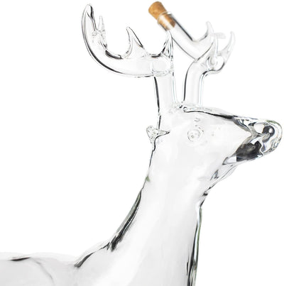 Stag Antler Crystal Decanter - Elegant Stag/Reindeer Liquor Decanter by The Wine Savant - Luxury Decanter for Bourbon, Scotch, or Whiskey 750ml Perfect For Any Bar, Hunter's Gift Hunting Enthusiasts