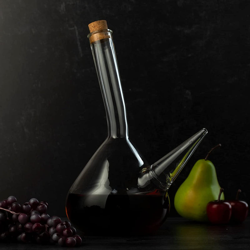 Porron Glass Decanter 34 oz Wine Pitcher 100% Lead-free Glass Decanter for Red Wine, Hand Blown Wine Decanter, Wine Carafe - Wine Gift, Wine Accessories (1000mL)