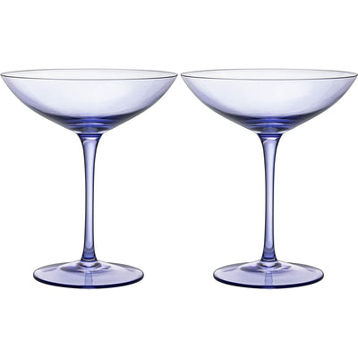 Champagne Coupes 12oz by The Wine Savant - Colorful Champagne Glasses, Prosecco, Mimosa Glasses Set, Cocktail Glass Set, Bar Glassware Luster Glasses (2, Lavender)