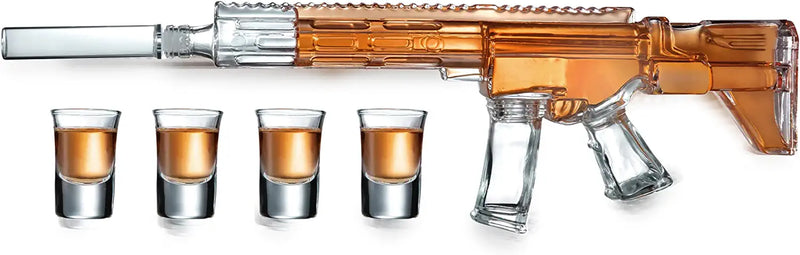 AR15 Whiskey Decanter and Glass Set - Drinking Party Accessory - Holster  Attachment, Silencer Stopper - 22oz & 4 1oz Shot Glasses - Drinking Party