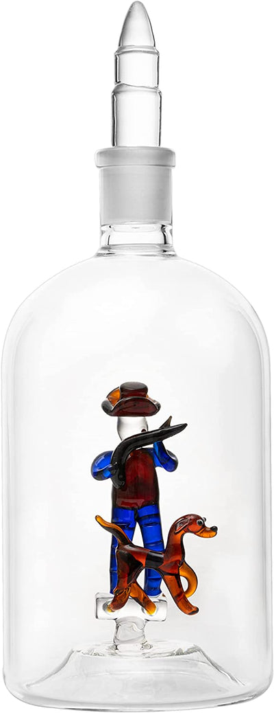 Wine & Whiskey Decanter, Hunting Gifts, Hunter with Dog - 750ml Decanter Bourbon Scotch Unique Gift for Him - Gamebirds Game - Hunter's Cowboy Decanter, Western Style Decanter, Gift Glassware
