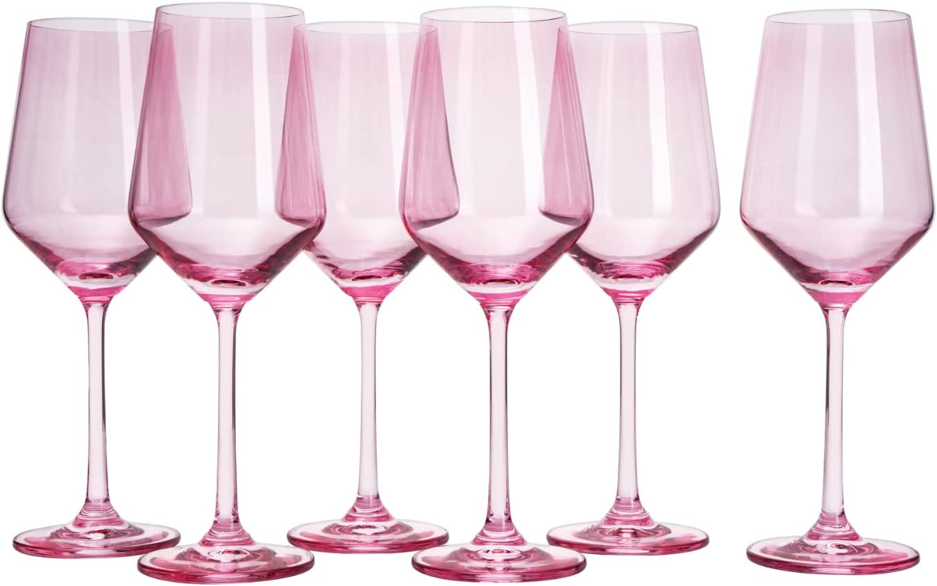 Colored Wine Glass Set,12 oz Glasses Set of 6, Unique Italian Style Ta –  The Wine Savant